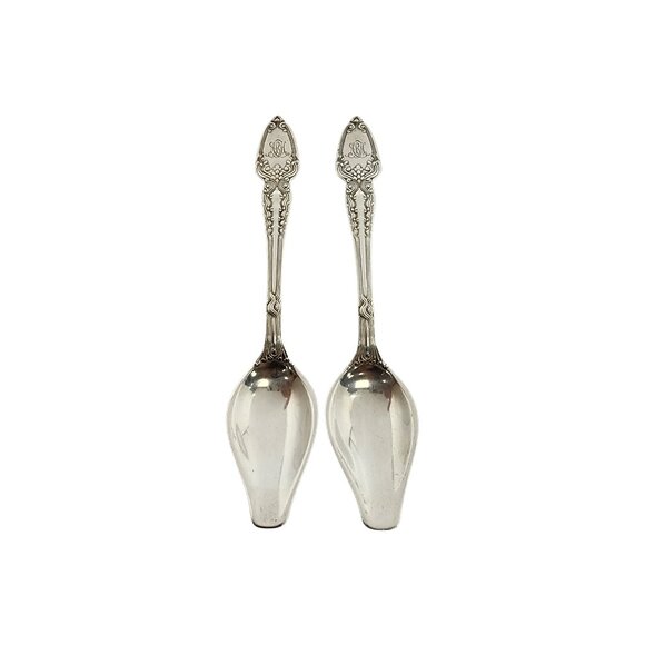 Set of 2 Tiffany & Co Broom Corn Sterling Silver Grapefruit Spoons w/Mono #15281 - Picture 1 of 10